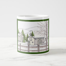 Steinbauernhof Jumbo-Tasse mit Dunkelgrün