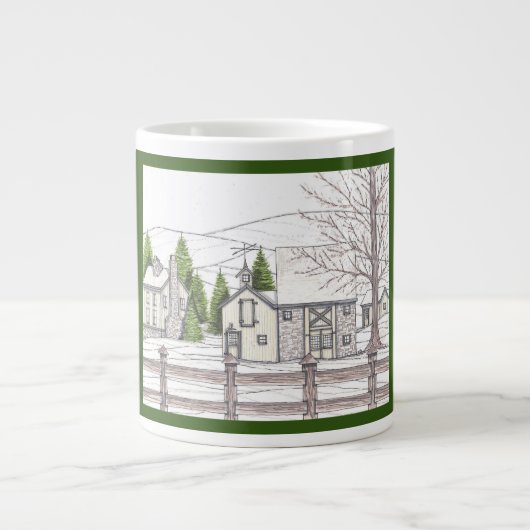 Steinbauernhof Jumbo-Tasse mit Dunkelgrün (Vorderseite)