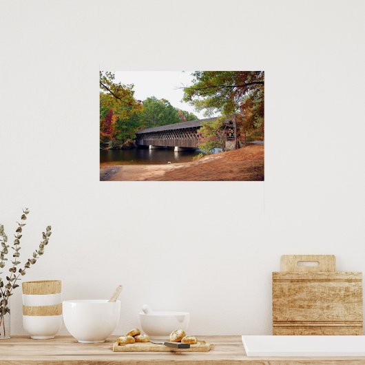 Steinbergbrücke in Herbstsaison Poster (Küche)
