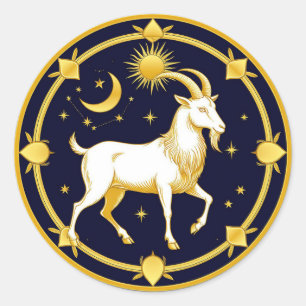 Steinbock Astrologie Symbol Kunst ♑✨ Runder Aufkleber
