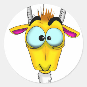 Steinbock-Cartoon Runder Aufkleber