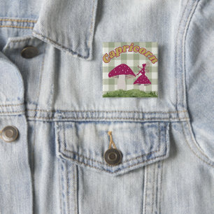 Steinbock Cottagecore-Ästhetik Feen-Pilz-Kunst Button