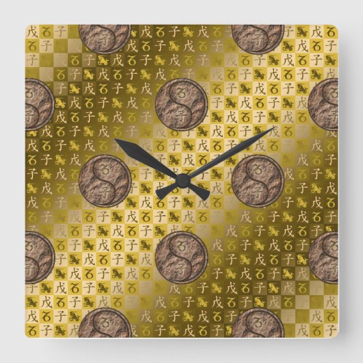 Steinbock & Erd-Ratte Quadratische Wanduhr (Vorderseite)