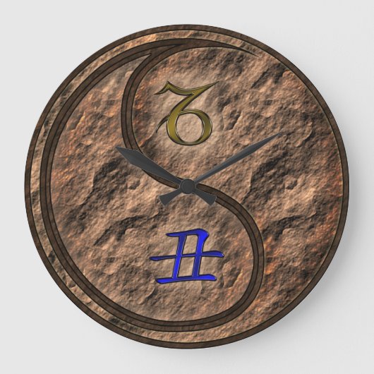 Steinbock & Erde Ochse Große Wanduhr (Vorderseite)