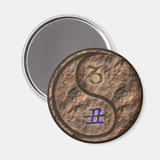 Steinbock & Erde Ochse Magnet (Vorderseite/Rückseite)