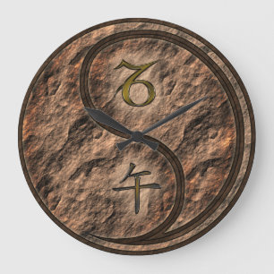 Steinbock & Erde Pferd Große Wanduhr