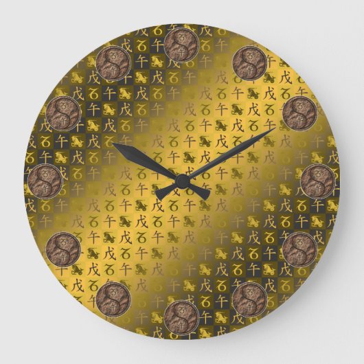 Steinbock & Erde Pferd Große Wanduhr (Vorderseite)