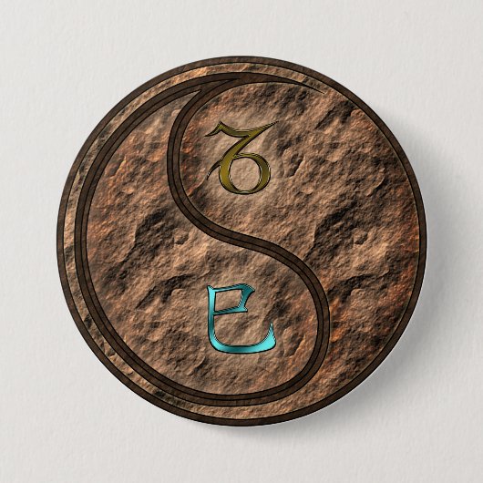 Steinbock & Erde Schlange Button (Vorderseite)