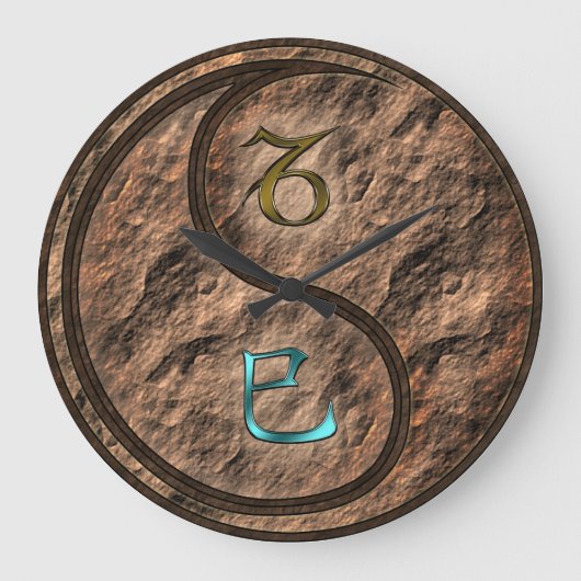 Steinbock & Erde Schlange Große Wanduhr (Vorderseite)