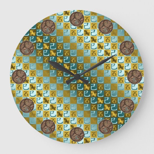 Steinbock & Erde Schlange Große Wanduhr (Vorderseite)