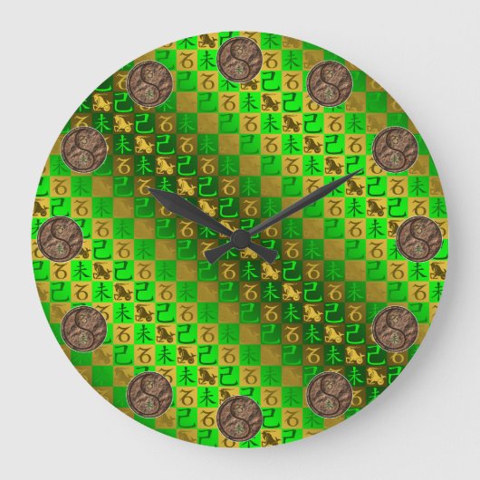 Steinbock & Erde Ziege Große Wanduhr (Vorderseite)