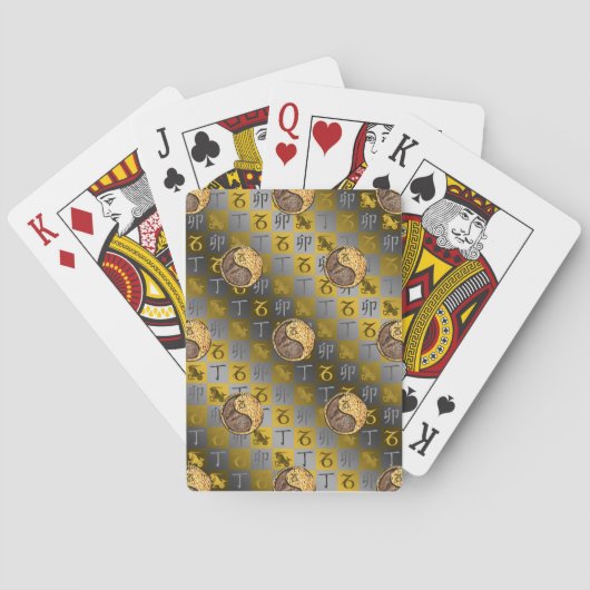 Steinbock & Feuer Kaninchen Spielkarten (Rückseite)