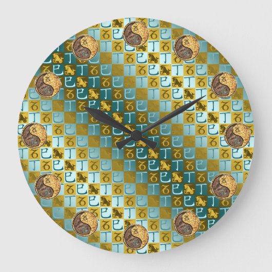 Steinbock & Feuer Schlange Große Wanduhr (Vorderseite)