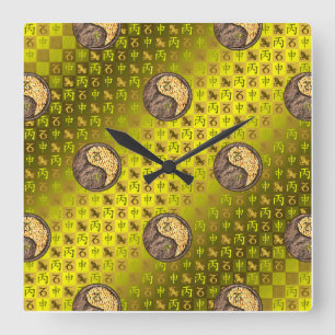 Steinbock & Feueraffe Quadratische Wanduhr