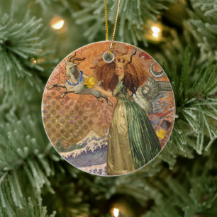 Steinbock-Frau Ziege Whimsical Spaß Keramik Ornament