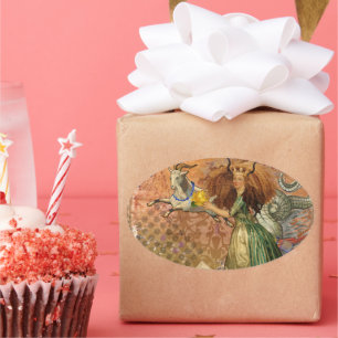 Steinbock-Frau Ziege Whimsical Spaß Ovaler Aufkleber