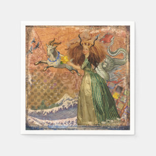 Steinbock-Frau Ziege Whimsical Spaß Serviette