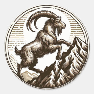 Steinbock-Geburtstag-Zodiac Ziege Klettern Runder Aufkleber