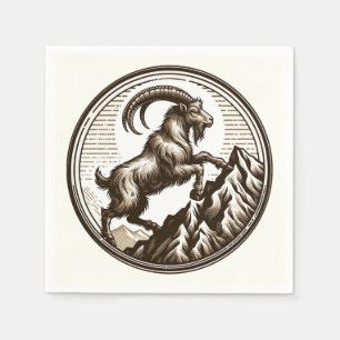 Steinbock-Geburtstag-Zodiac Ziege Klettern Serviette