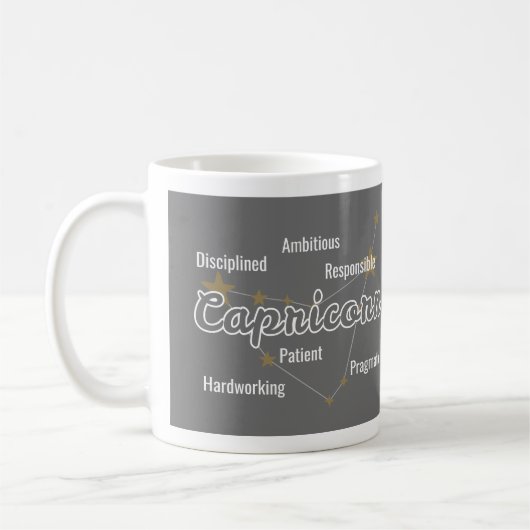 Steinbock Graue Aquarell Astrologie Sternzeichen Kaffeetasse (Links)