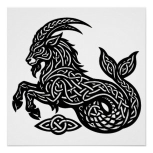 Steinbock — Heimgesuchte Tinte Zodiak Ziege‑Fisch Poster