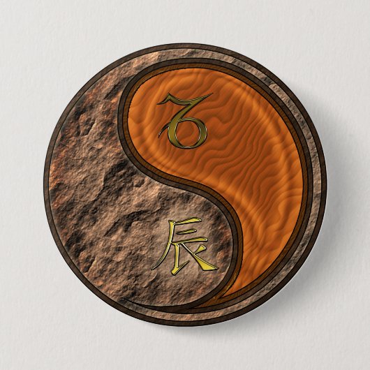Steinbock & Holz-Drache Button (Vorderseite)