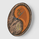 Steinbock & Holz-Drache Große Wanduhr (Winkel)