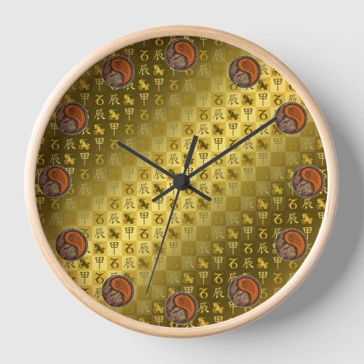 Steinbock & Holz-Drache Uhr (Vorderseite)