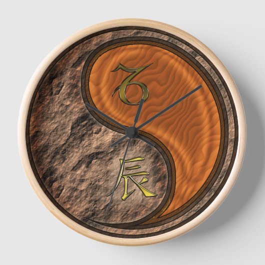 Steinbock & Holz-Drache Uhr (Vorderseite)