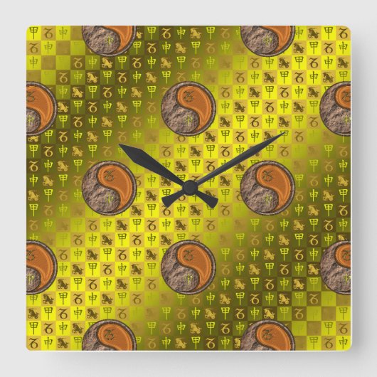 Steinbock & Holzaffe Quadratische Wanduhr (Vorderseite)