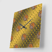 Steinbock & Holzpferd Quadratische Wanduhr (Winkel)