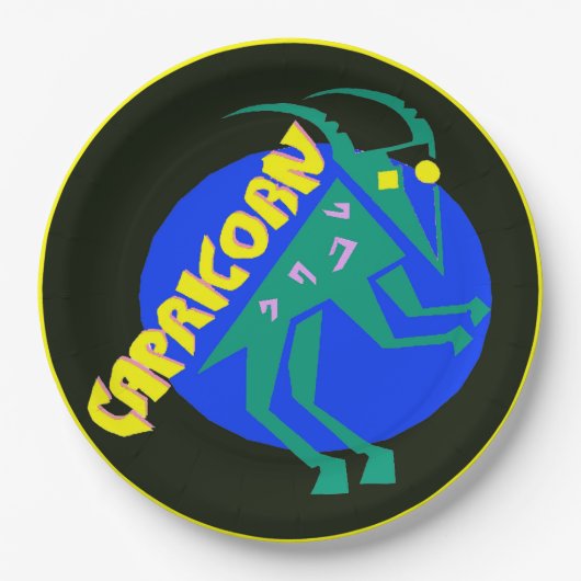 Steinbock-Horoskop-Zeichen-Tierkreis-Papier-Teller Pappteller (Vorderseite)