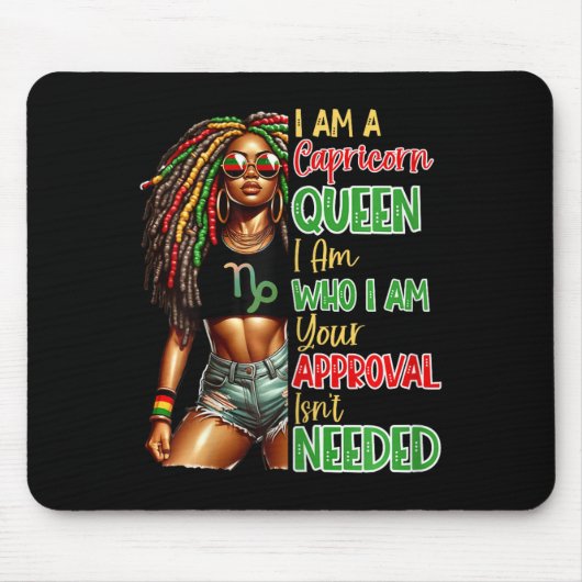Steinbock-Königin Schwarz Frauen Afrikanisch Ameri Mousepad (Vorne)