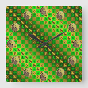 Steinbock & Metall Ziege Quadratische Wanduhr