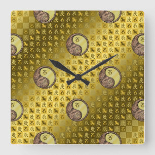 Steinbock & Metalldrache Quadratische Wanduhr
