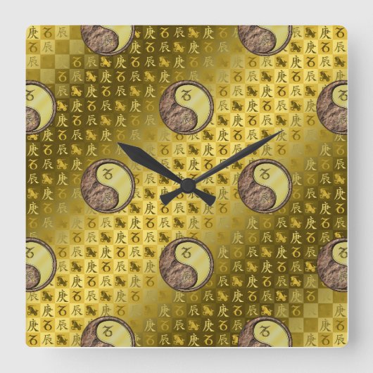 Steinbock & Metalldrache Quadratische Wanduhr (Vorderseite)