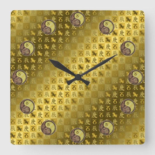 Steinbock & Metalldrache Quadratische Wanduhr (Vorderseite)