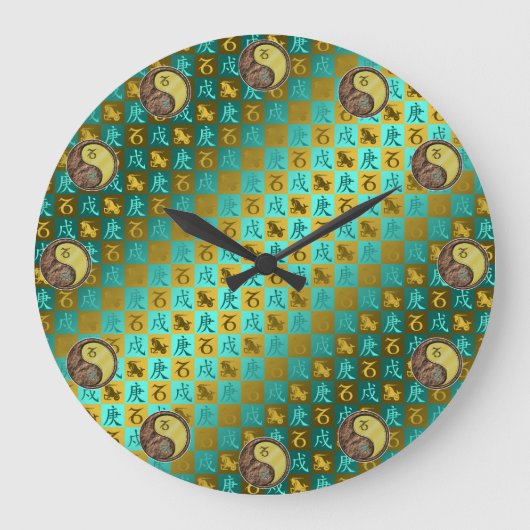 Steinbock & Metallhund Große Wanduhr (Vorderseite)