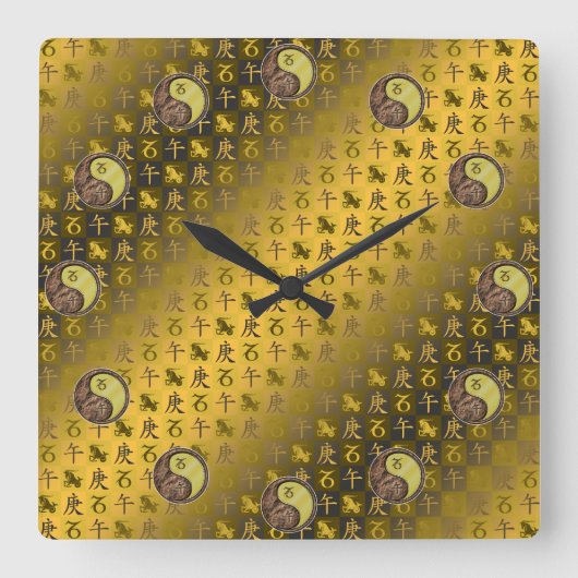 Steinbock & Metallpferd Quadratische Wanduhr (Vorderseite)