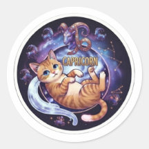 Steinbock Niedlicher Oranger Katz Zodiac Astrologi