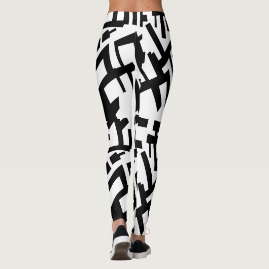 Steinbock-Schwarz-weiße Leggings (Rückseite)