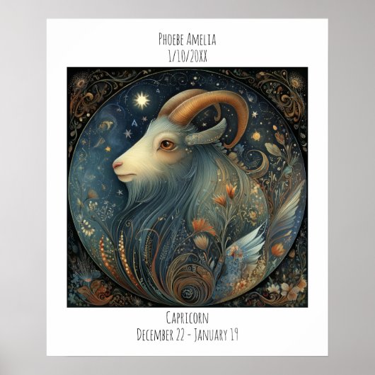 Steinbock-Sternzeichen Astrologie Name & Geburtsta Poster (Vorne)