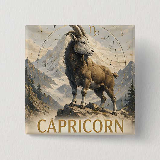 Steinbock-Sternzeichen-Geburtstags-Astrologie-Gesc Button (Vorderseite)