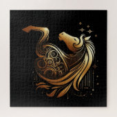 Steinbock Sternzeichen Gold Pferd Astrologie Puzzle (Horizontal)