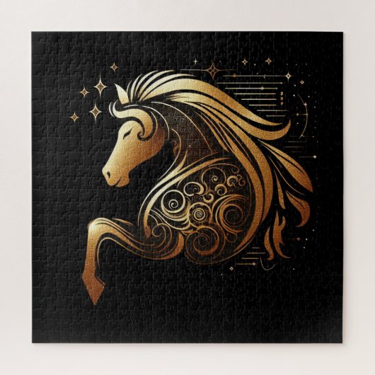 Steinbock Sternzeichen Gold Pferd Astrologie Puzzle (Vertikal)