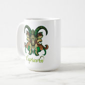 Steinbock-Sternzeichen Grün Braune Meerziege funke Kaffeetasse (Vorderseite Links)