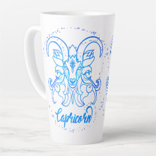 Steinbock-Sternzeichen helles Lichtblau Glitter Milchtasse