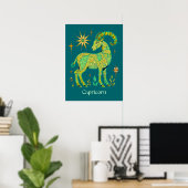 Steinbock-Sternzeichen in komplizierten Mustern Poster (Heimbüro)