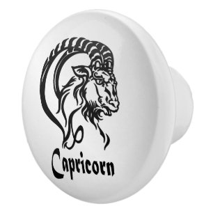 Steinbock-Sternzeichen und Symbol Silber Keramikknauf