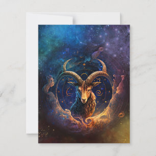 Steinbock-Sternzeichen Wasserfarben-Design Mitteilungskarte